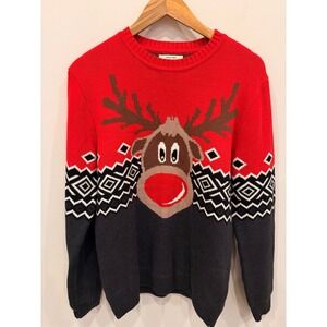 Denim Stories Reindeer Christmas Sweater Adult Medium EUC  Holiday Ugly Xmas
